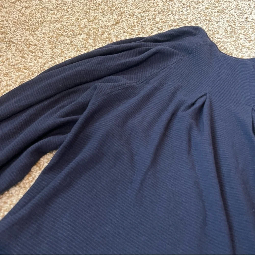 Free People Navy Billie Balloon Puff Sleeve Oversized Peasant Top Sz Medium